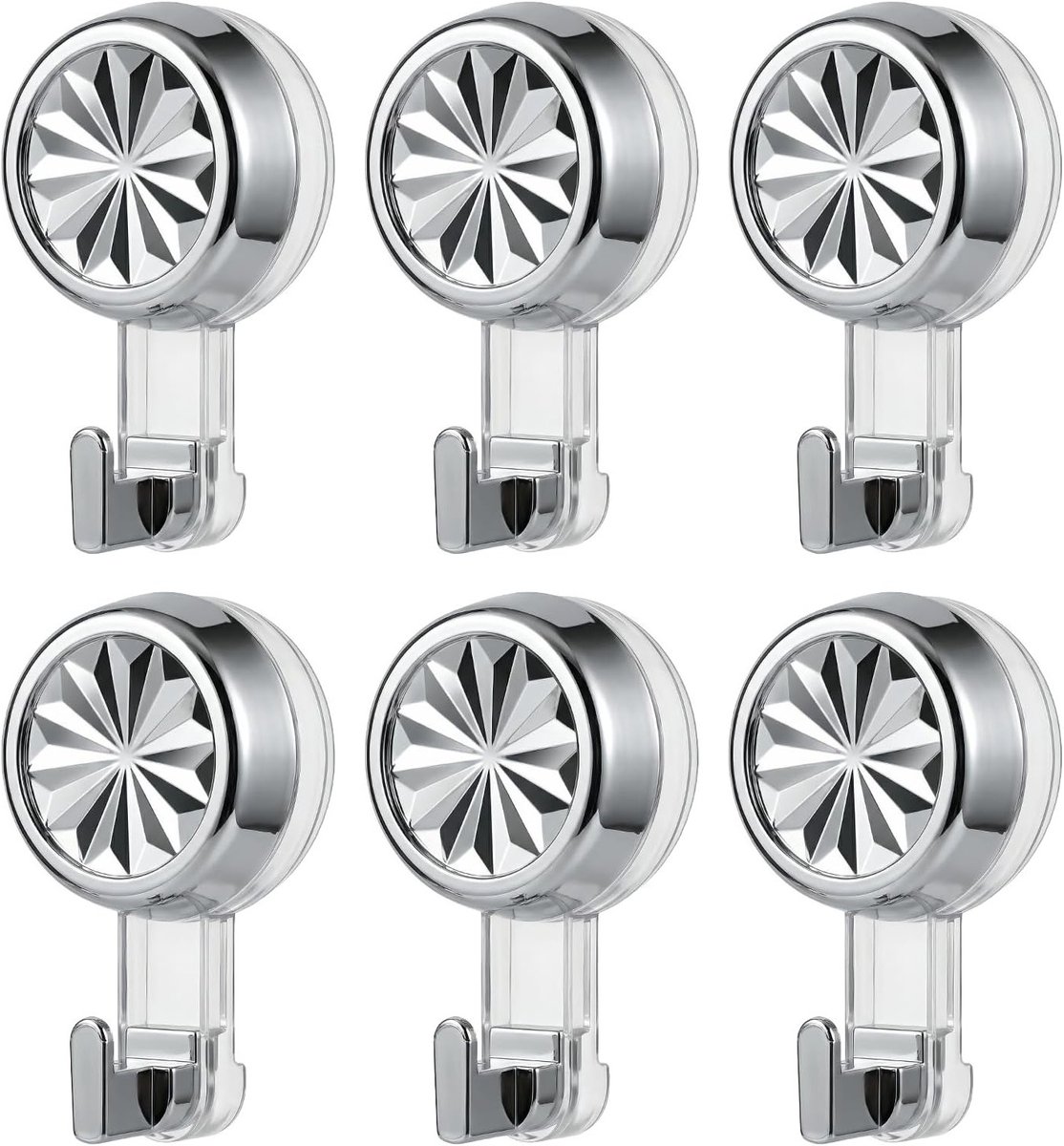 Sterke Zuignap Haakjes, Herbruikbare Zuignappen, Extra Sterke Adhesieve Haken, Rotatie Haak voor Handdoeken, Geen Boren Nodig, Waterdicht voor Glas en Tegels, Set van 6