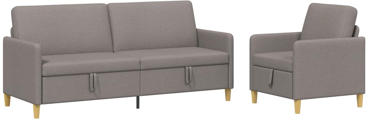 vidaXL - Sofa - Set - Met - Opslag - 2 - st - Taupe - Polyester