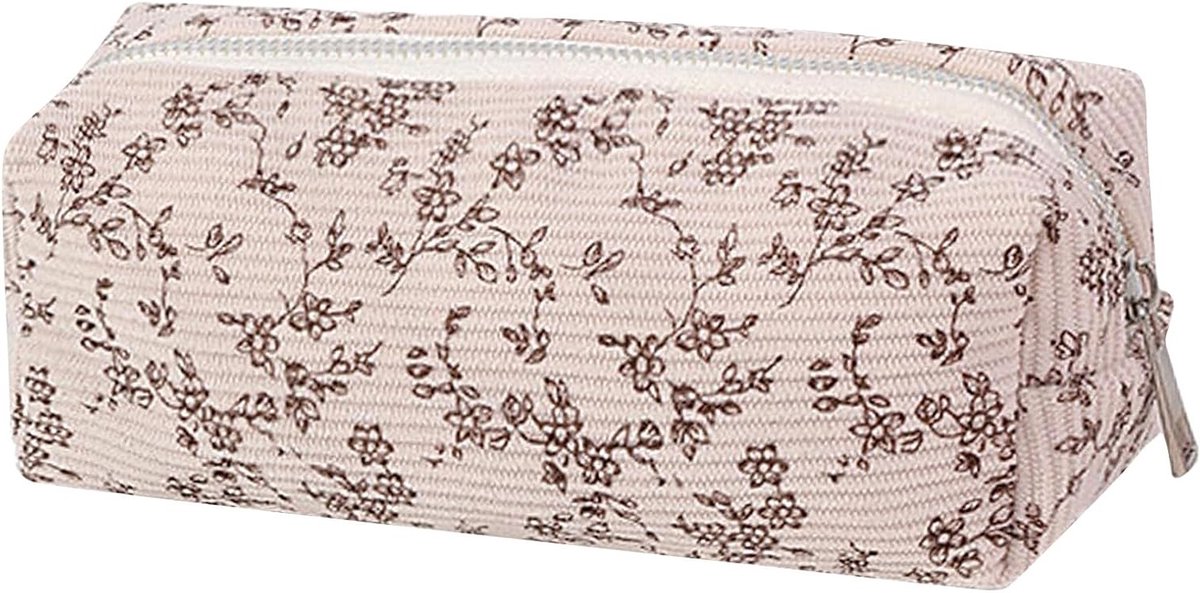 Floral Patroon Pennen Etui van Ribstof, Ruime Capaciteit voor School, Thuis en Kantoor, Lichtgewicht en Duurzaam