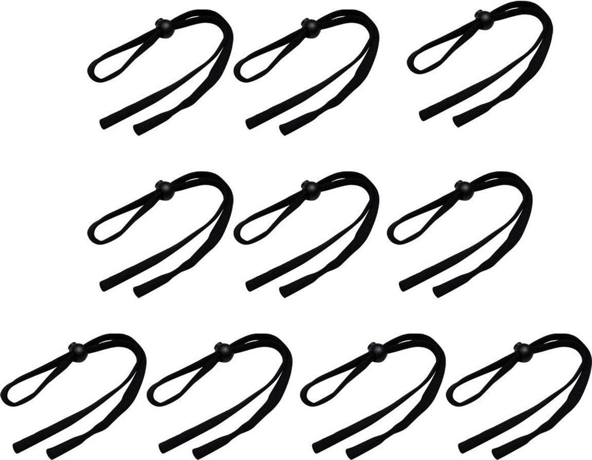 Dailygoods - Set van 10 Antislip Brillenbanden in Zwart