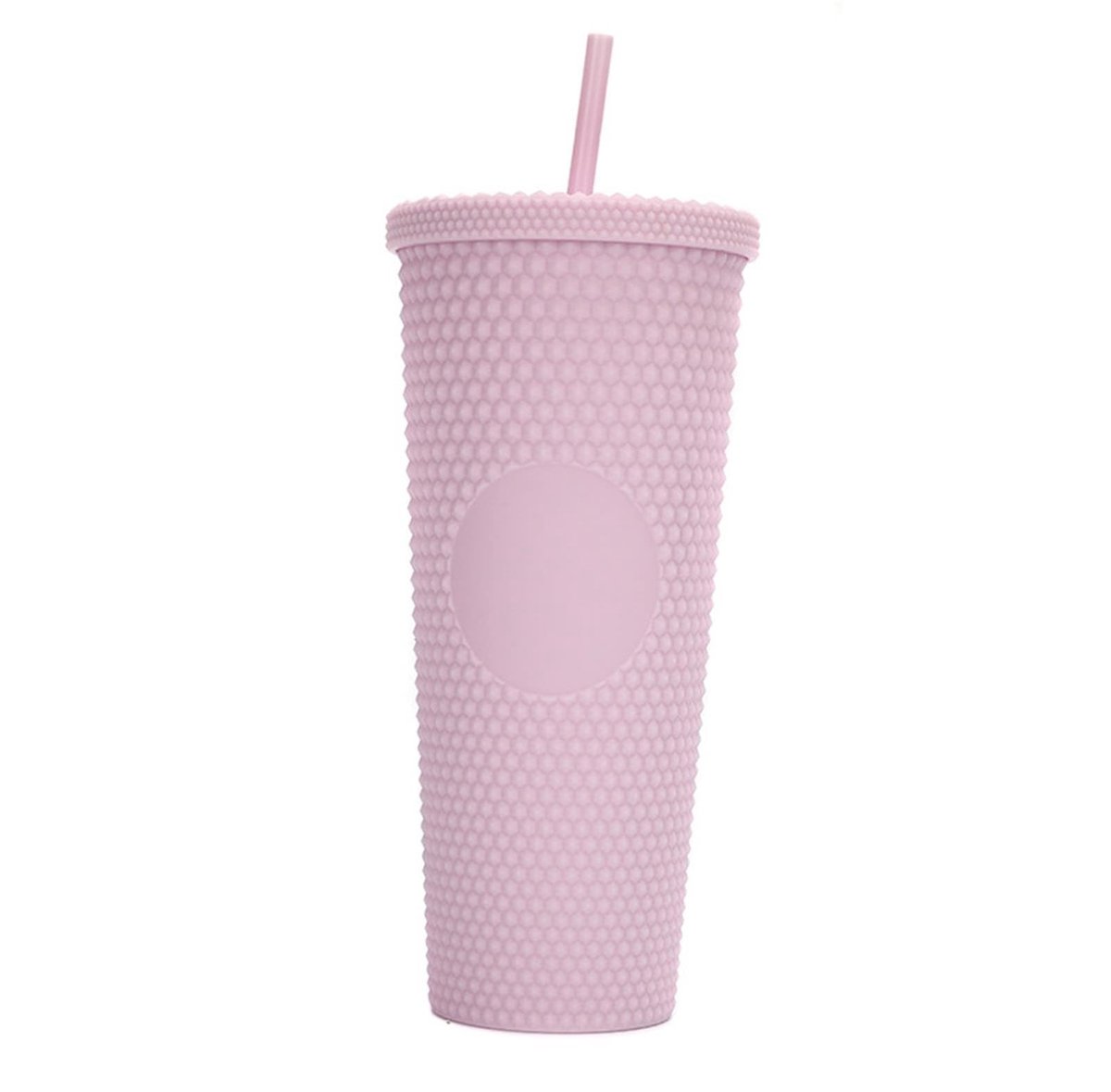 Dailygoods - Herbruikbare Dubbelwandige Kunststof Beker met Deksel en Rietje 710 ml