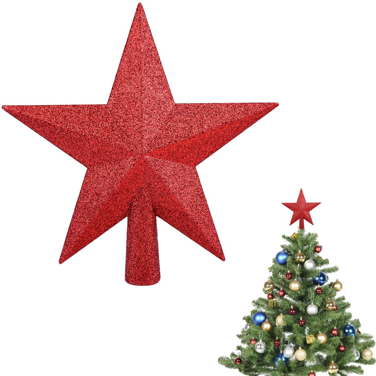 Dailygoods - Kerstboompiek Ster 20 cm voor Prachtige Kerstdecoratie