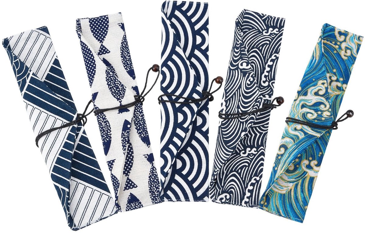 Dailygoods - Set van 5 Herbruikbare Draagtassen voor Eetstokjes en Bestek