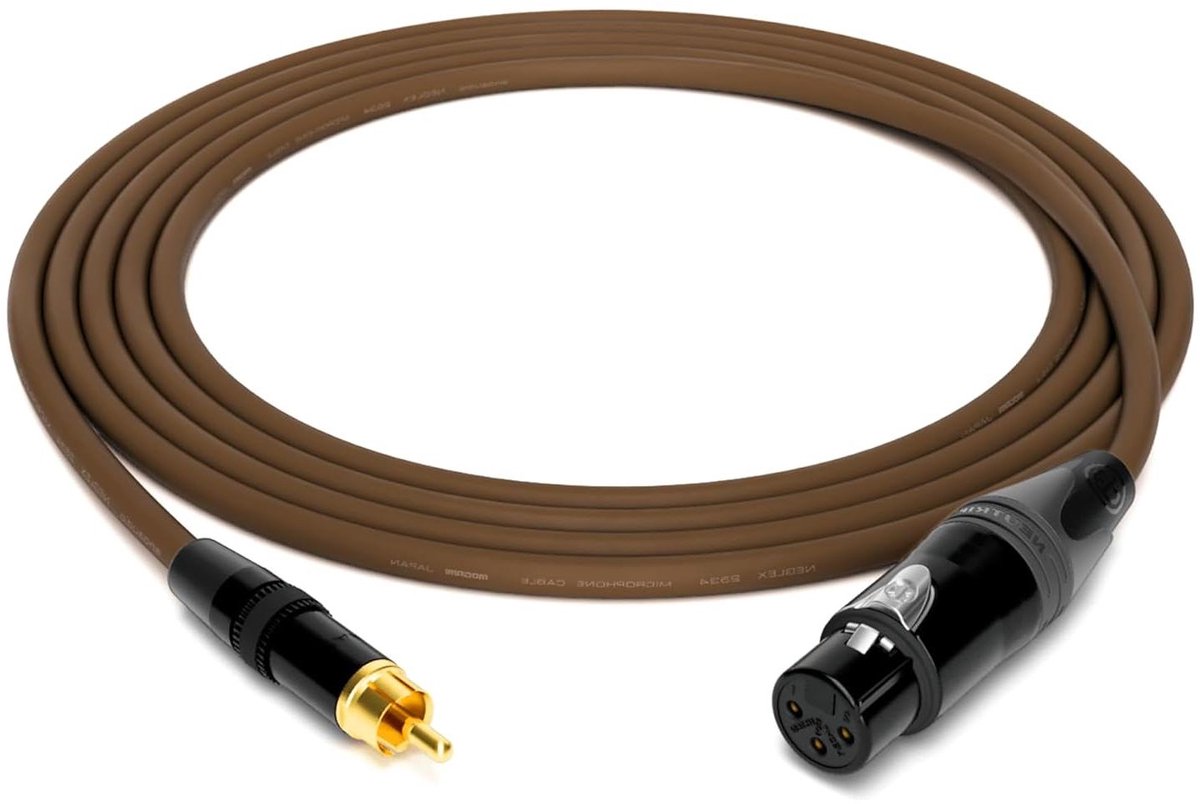 Professionele Audiokabel - Studio Kabel - Muziek Opnemen - Quad Structuur - 10 meter - Bruin