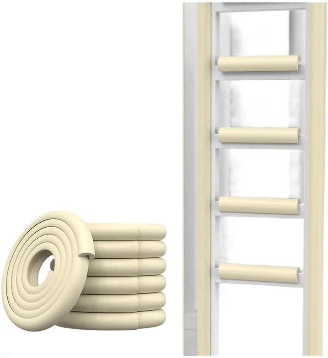 Schuimspons trapmatten - Ladderbescherming - Veiligheid thuis - Schokabsorberend materiaal - 4 meter lengte - Wit