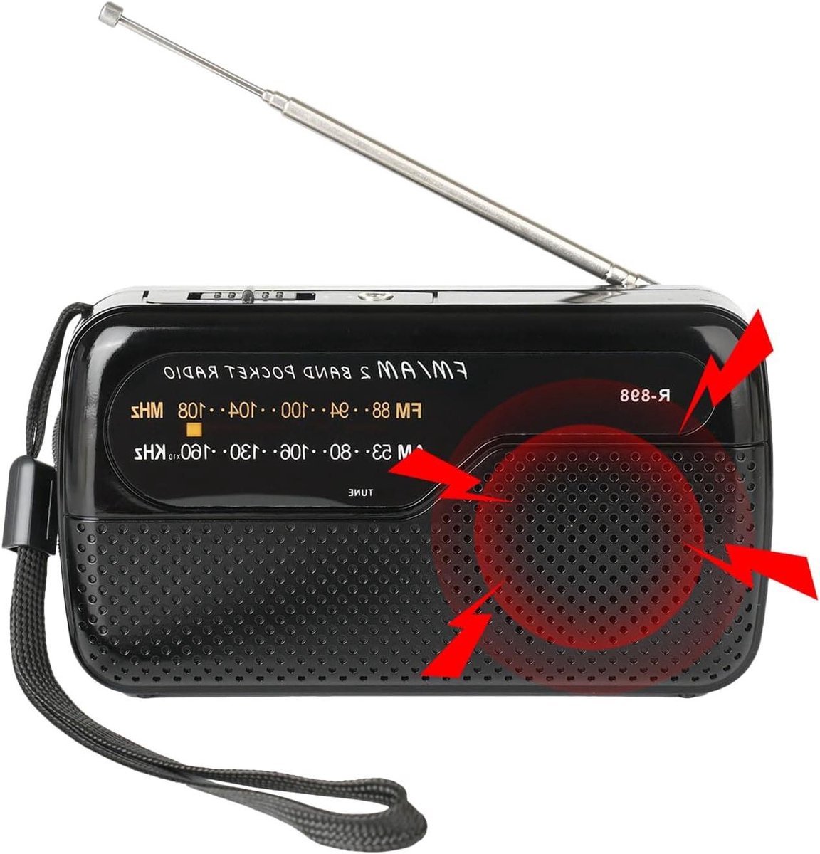 Draagbare Radio - Zakradio AM - Muziek Luisteren - Analoge Wijzerplaat - 12.6 cm - Zwart