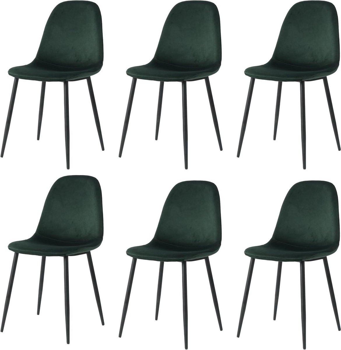 Eetkamerstoelen Set - Stoelen Groen - Comfortabel Zitten - Ergonomische Rugleuning - 6 Stu