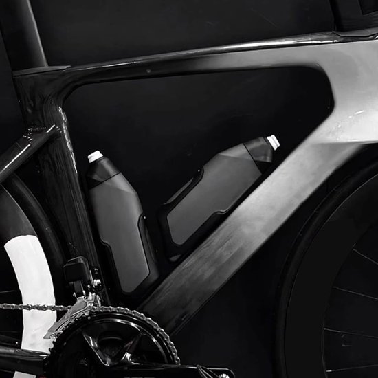 Fietsfles Met Houder - Drinkfles Bidon - Hydratatie Onderweg - Aerodynamisch Ontwerp - 600 ml - Zwart — afbeelding 3