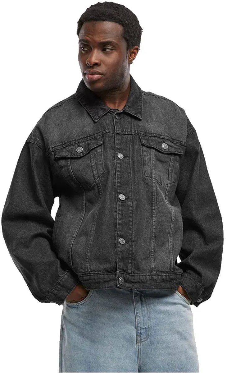 Build your Brand Heavy Ounce Boxy Jacket BY312 Washed Zwart