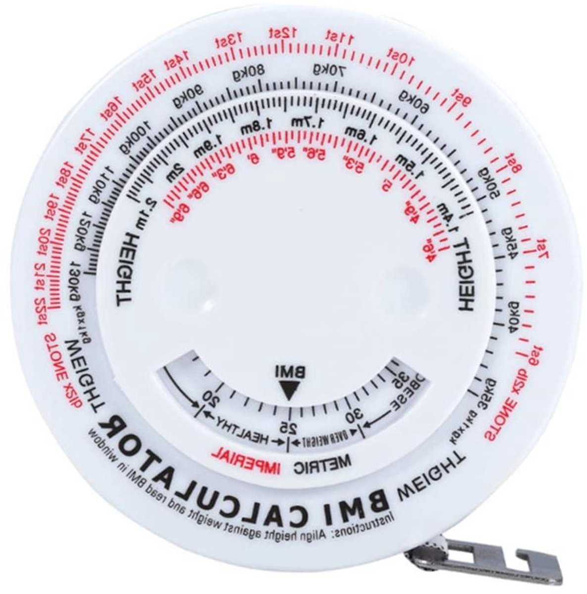 Digitale Meetlint - Lichaamsmeter Band - Fitness Meten - Automatisch Intrekbaar - 7.2 cm - Wit
