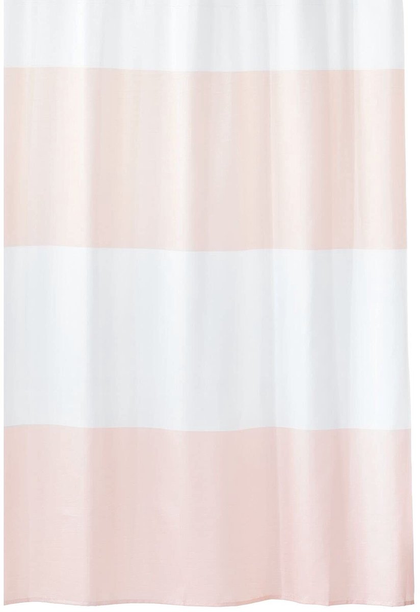 Dailygoods - Dailygoody - Douchegordijn - Wasbaar - Premium kwaliteit - Lichtroze/wit - Badkamergordijn - 100% polyester - Geschikt voor binnen - 182,9 x 182,9 cm