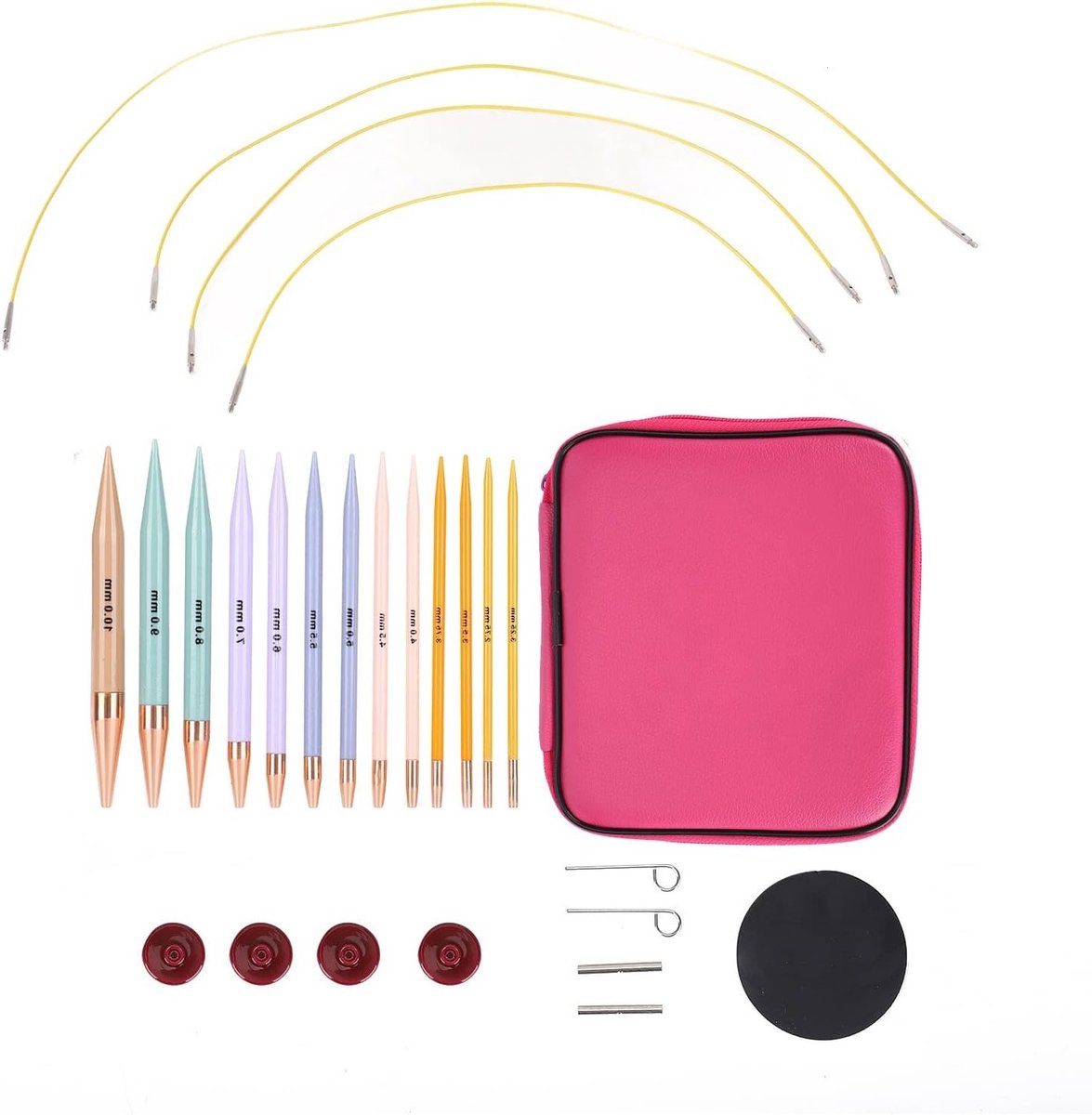 Interchangeable Haaknaalden Set met 13 Pairs, Inclusief PU Opbergtas voor DIY Accessoires zoals Sokken, Truien en Mutsen