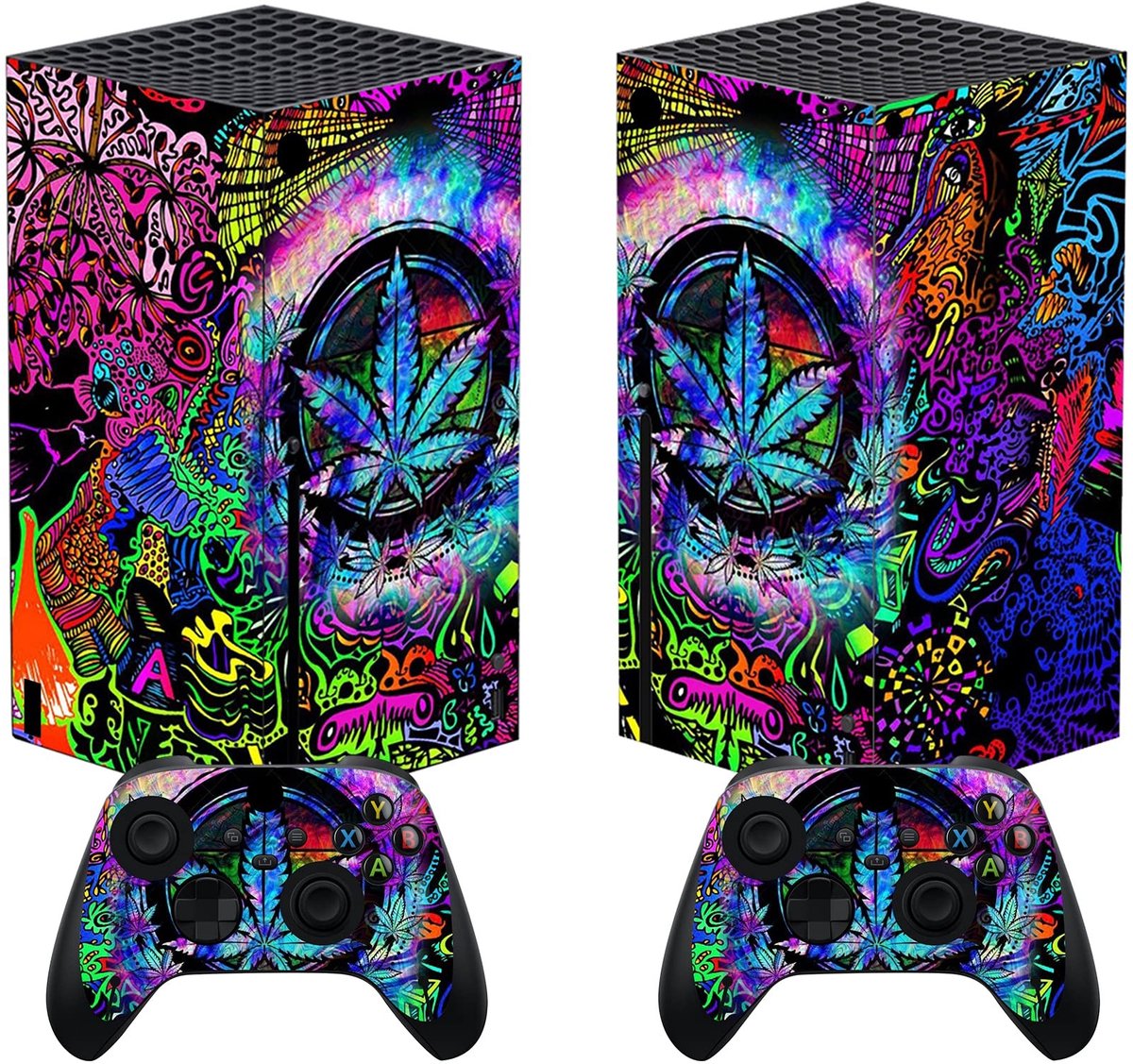 Dailygoods - Dailygoody - Skin Sticker voor Xbox Series X Controller - Beschermhoes Decal - Comfortabel en stijlvol - Psychedelisch Blad - Ideaal voor ga...