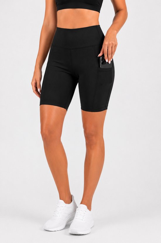 SparkNine Softflow korte sportbroek - met zakken - zachte stof - XL - zwart - dames short - half lang - fietsshort — afbeelding 3