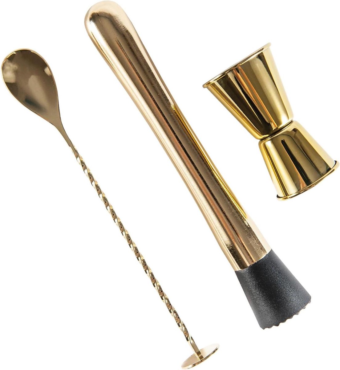 Barman Kit - Cocktail Set - Drankjes Maken - Houten Handvatten - 9 Delig - Goud