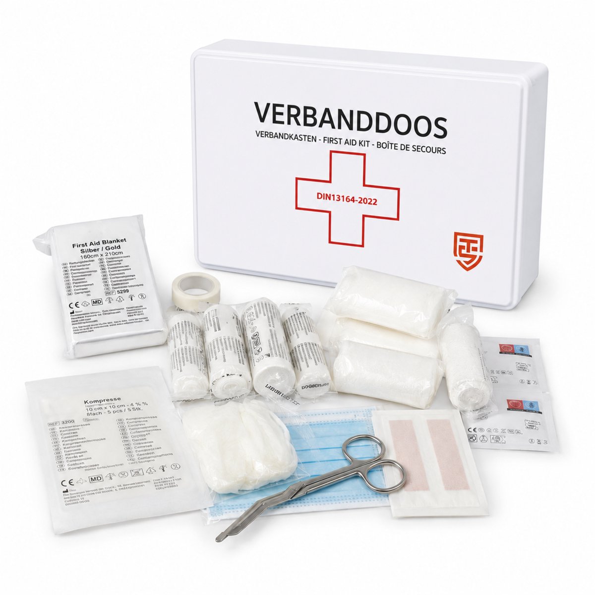 Technosafety Verbanddoos DIN13164-2022 + Wandhouder - EHBO kit - Verbanddoos voor thuis, kantoor en in de auto - Verbandkast - First Aid Kit - Internationaal Goedgekeurd - Noodpakket – foto 6