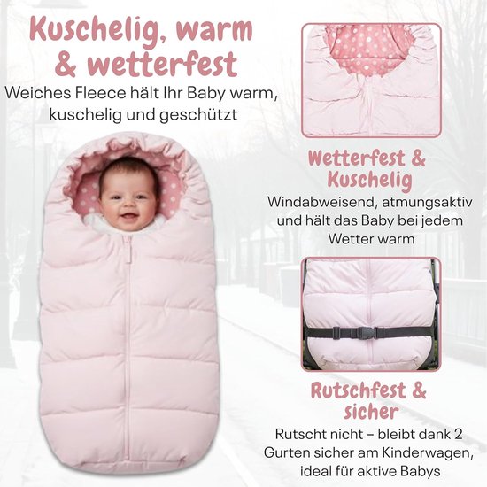 Voetenzak Kinderwagen - Baby Dekje - Baby Warm Houden - Antislip Materiaal - 85 x 45 cm - Roze Stippen — afbeelding 4