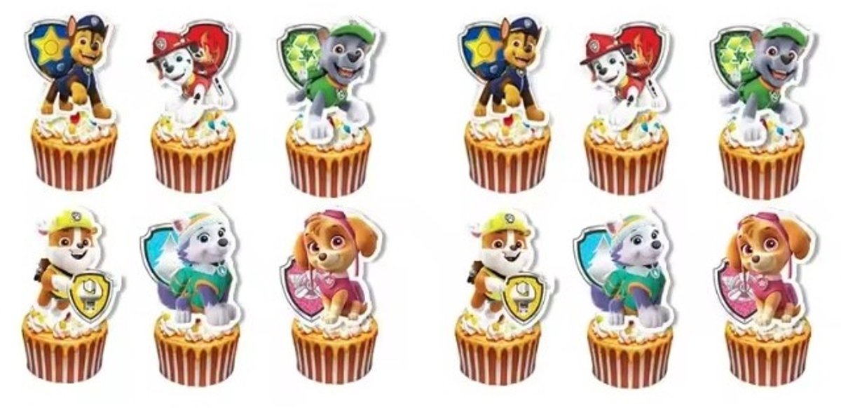 Cupcake - Paw Patrol - Cupcake Decoratie - 12 stuks