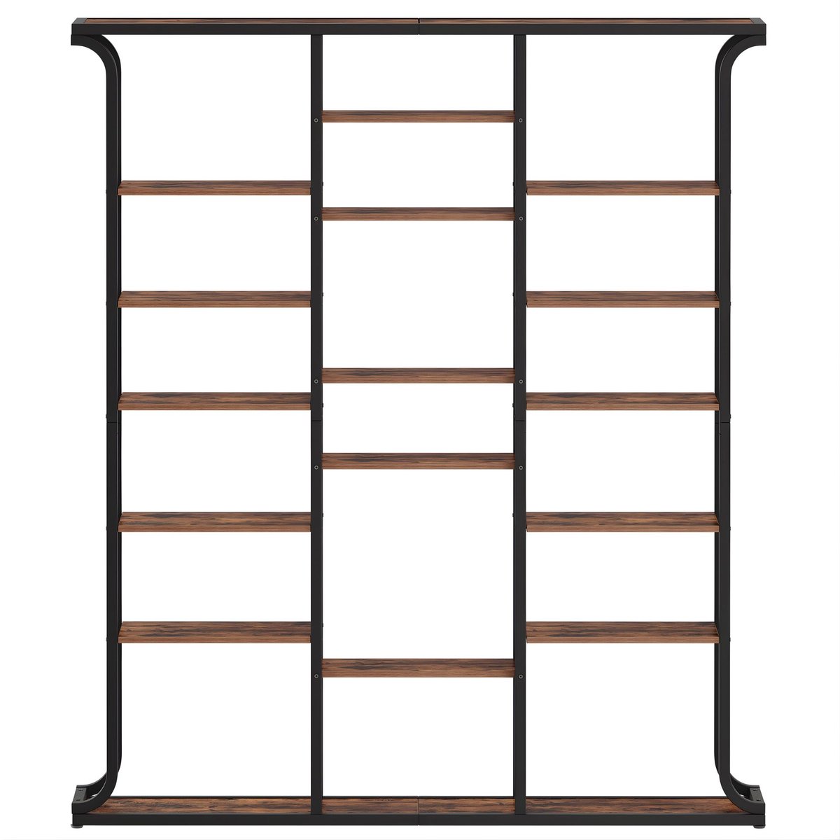 Happiq Boekenkast – Voor Woonkamer & Home Office – 3-Koloms, 6-Niveaus Boomvormige Boekenkast met 17 Open Vakken – Vintage Bruin Vintage Brown