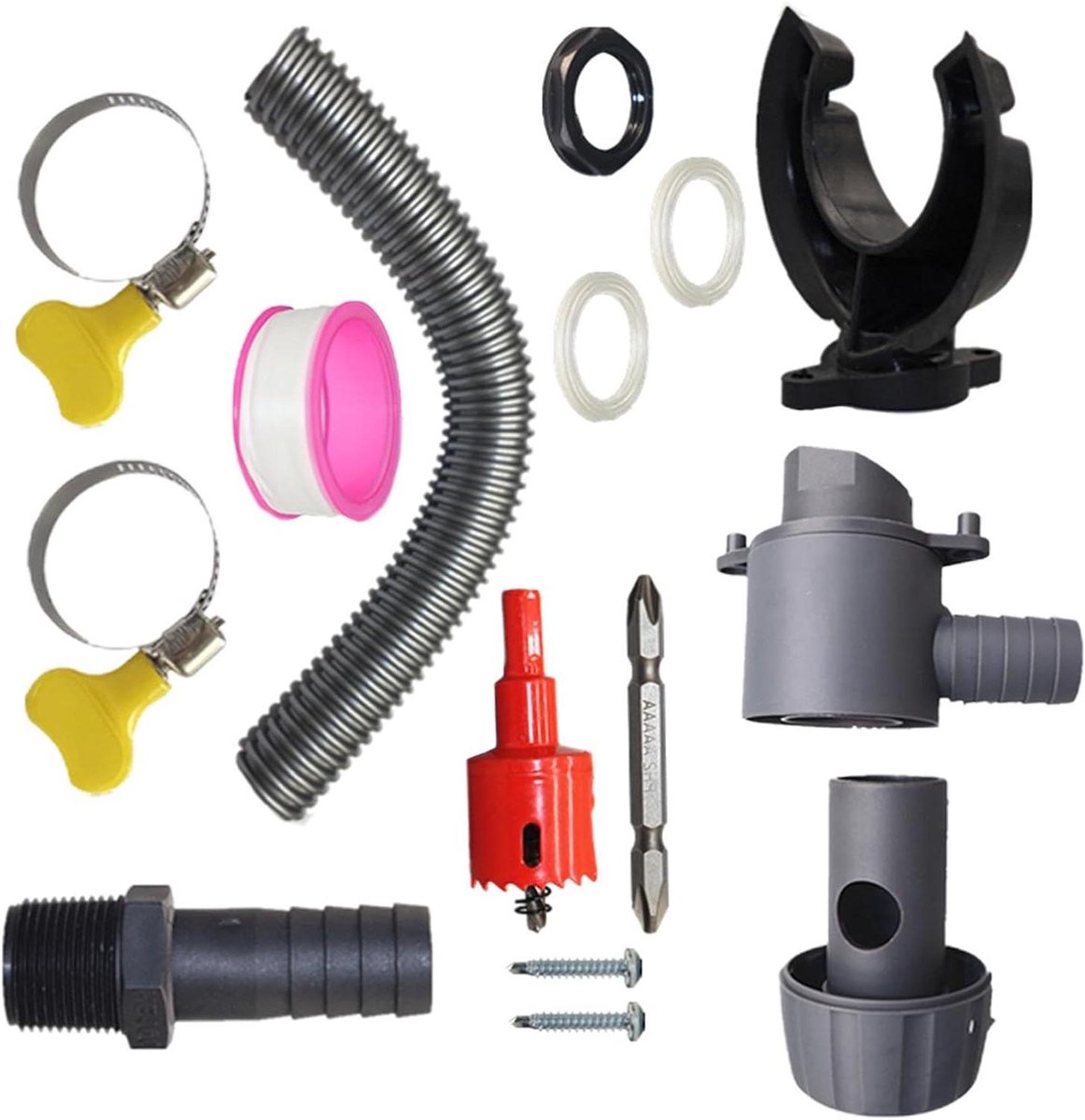 Regenton ombuigset - Wateropvang systeem - Regenwater verzamelen - Geïntegreerd waterfilter - 1 meter slang - Zwart