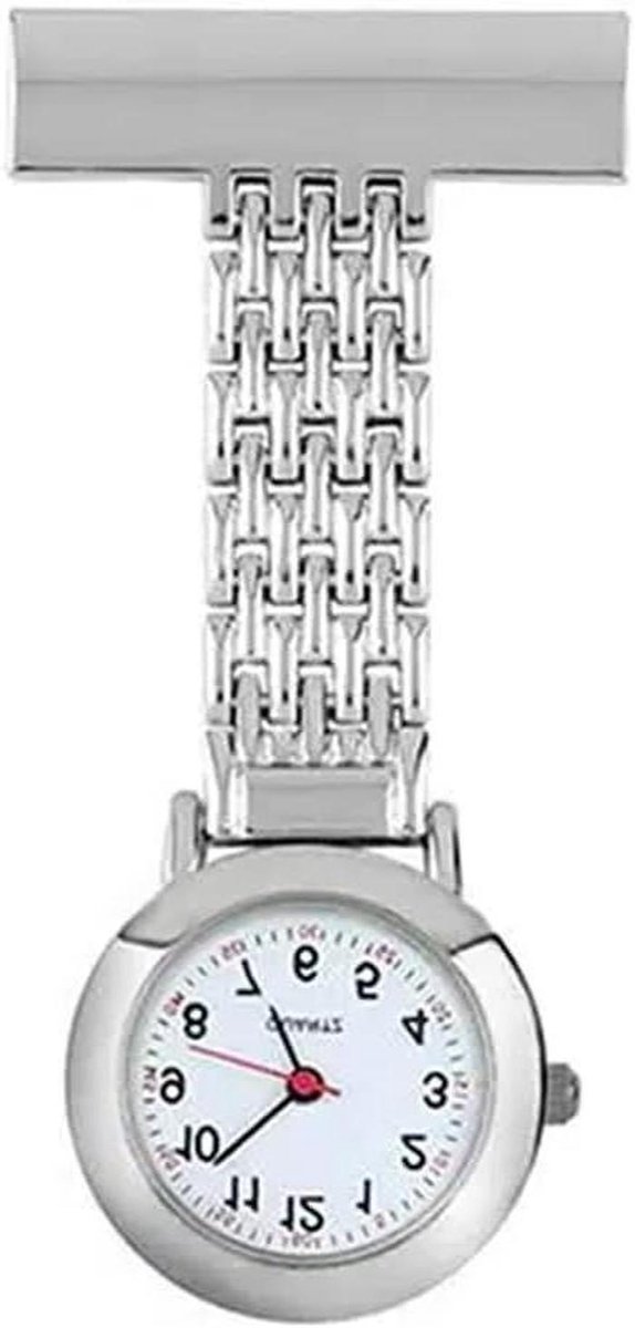 Verpleegstershorloge - Zakhorloge - Tijd Aflezen - Roestvrij Staal - 7.5 cm Lengte - Wit