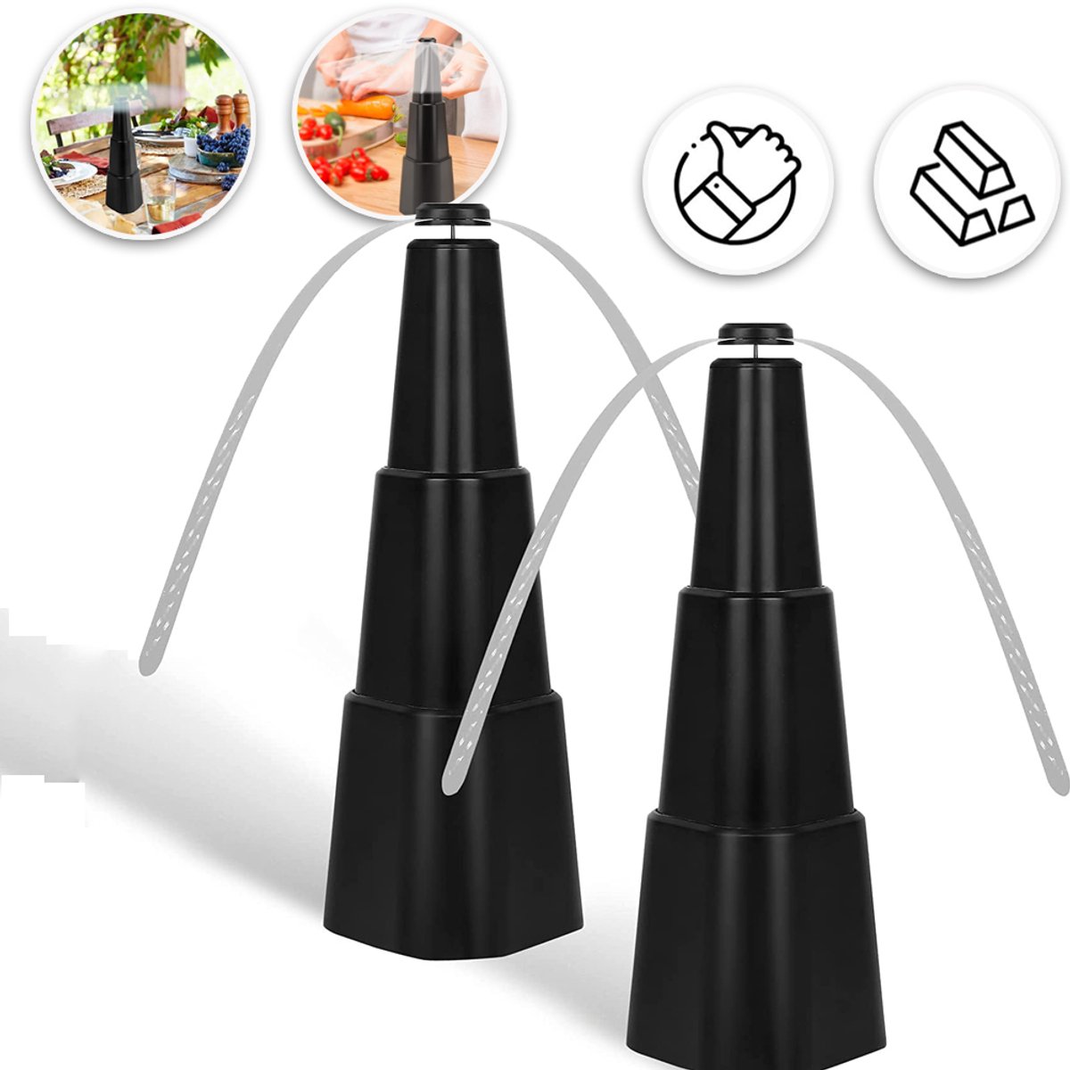Vliegen Ventilatoren Voor Tafels - 2 Stuks - Draagbare Automatische Picknicktafel Voedsel Afstotende Ventilatoren Spinner Voor Restaurantfeest Thuis