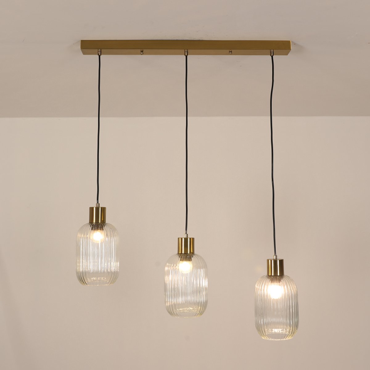 Haobosic - Glas Hanglamp - Koper - 3-Licht - E27 (Excl. Lamp)
