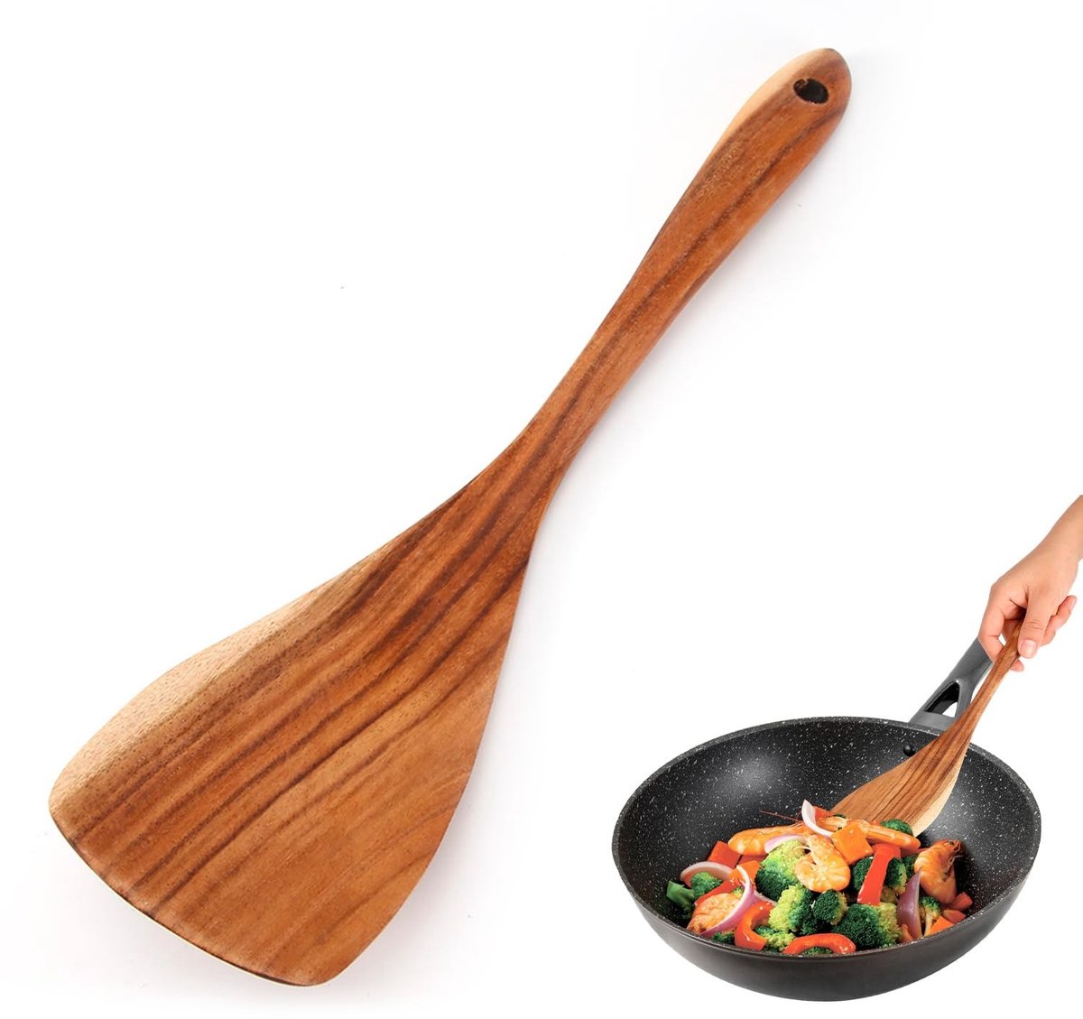 Dailygoods - Houten Kookspatel 31,5x7,5 cm (Natuurlijk Hout)