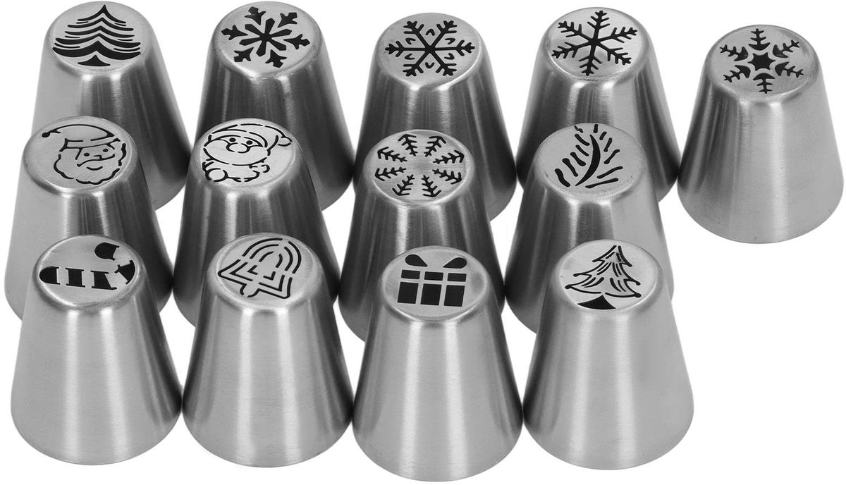 Dailygoods - Set van 13 Roestvrijstalen Spuitmondjes voor Cake Decoratie