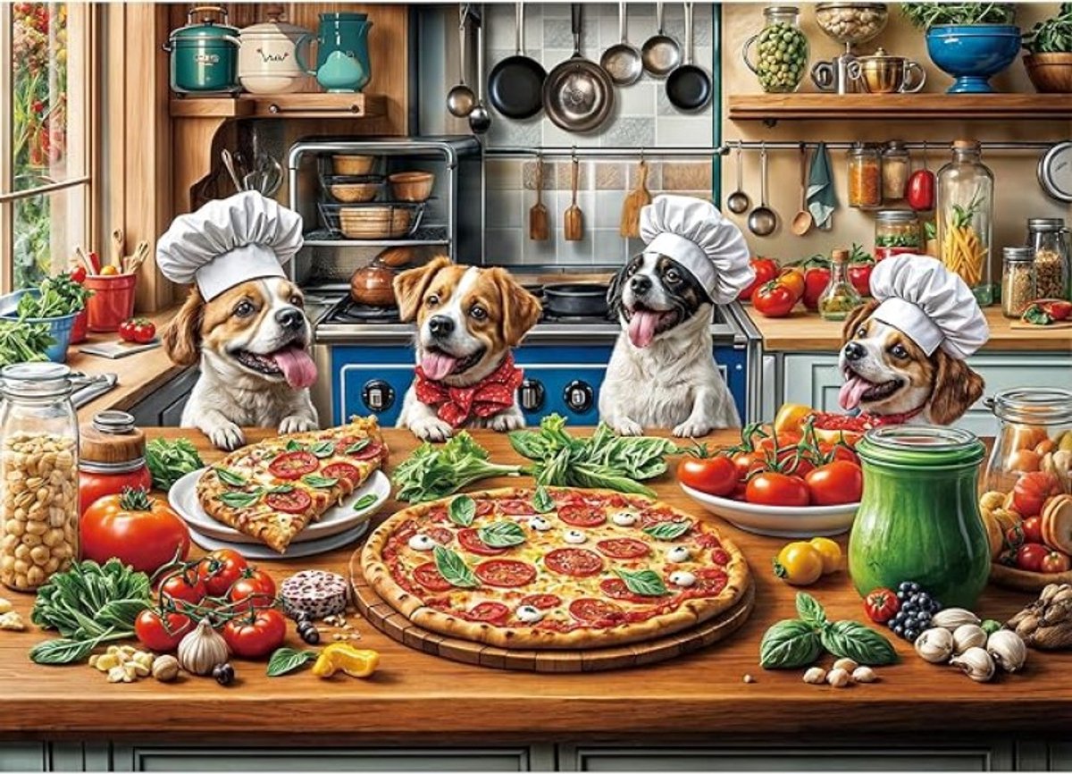 Honden Pizzadiner Puzzel 1000 Stukjes