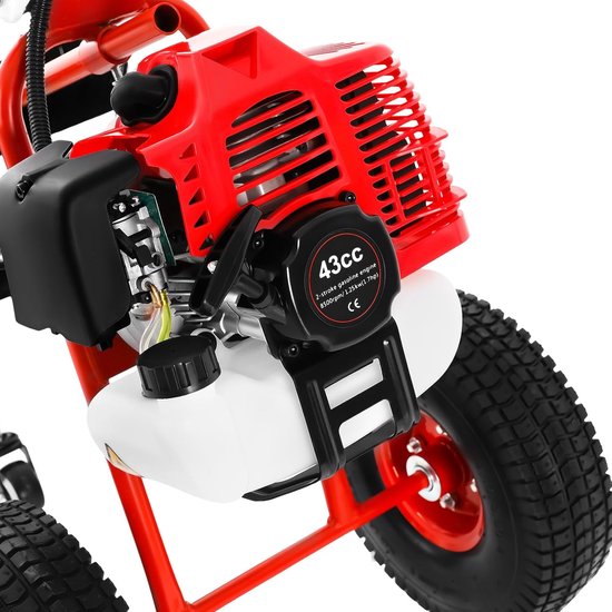 Benzine Veegmachine - Motorbezem - Buiten Reinigen - 43cc 2-Takt Motor - 60cm Werkbreedte - Rood Zwart van Merkloos	 — afbeelding 3
