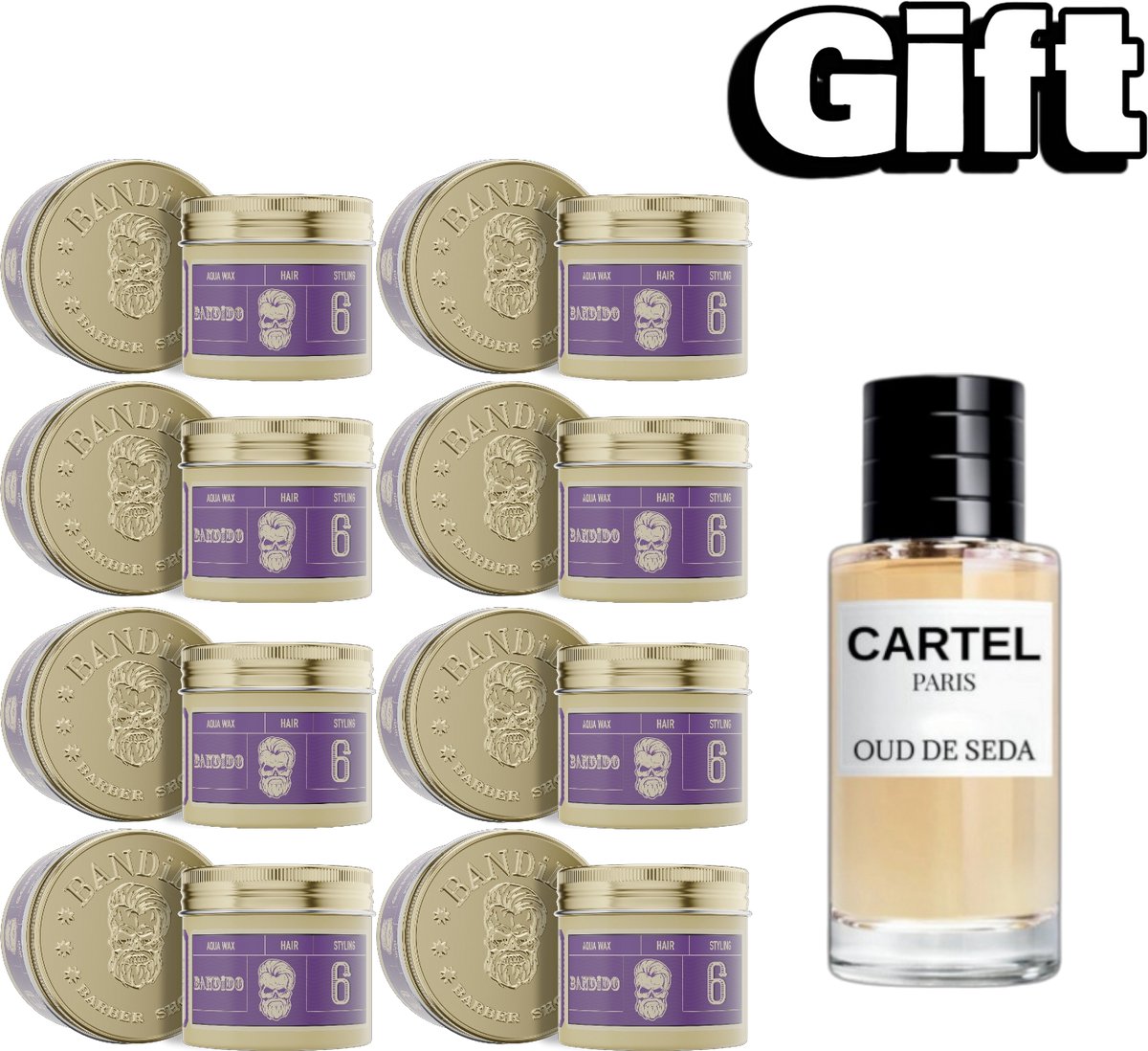 Bandido Aqua Wax Nr6 - 8 stuks 125ml. + 1x cartel Parfum 50ml GRATIS