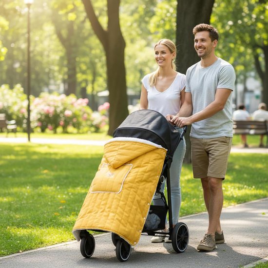 Baby Draagcover - Winterhoes Kinderwagen - Warm en Droog - Wind- en Waterbestendig - 76x79 cm - Geel — afbeelding 2