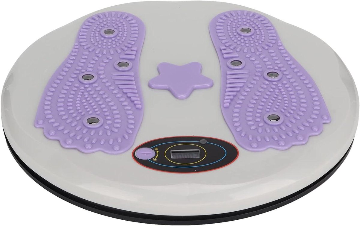 Taille Draaischijf - Buikspieroefening Bord - Body Shaping - Automatische Teller - 33 x 33 x 5 cm - Paars Wit