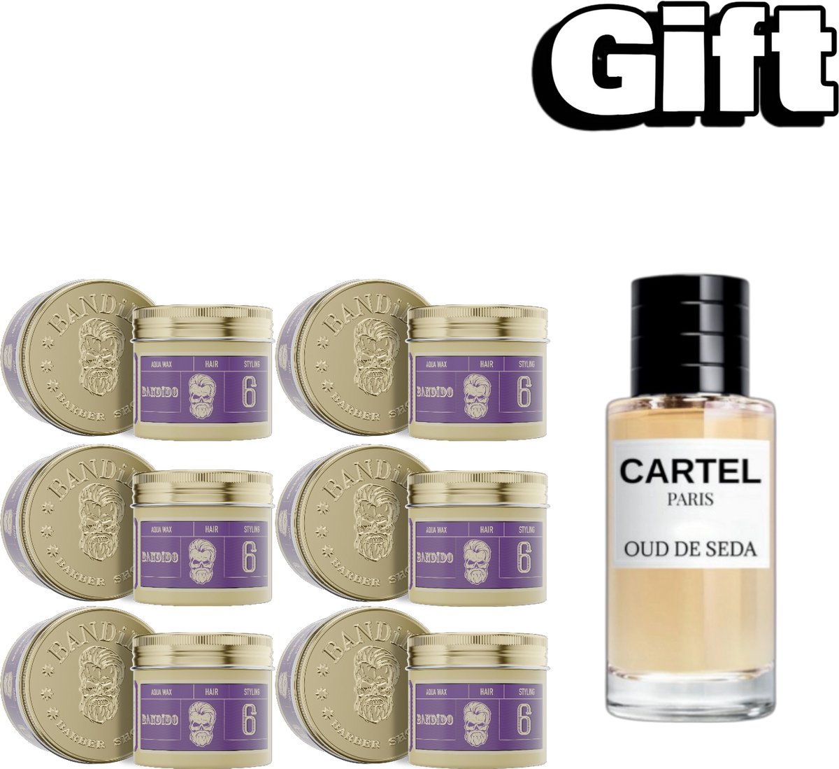 Bandido Aqua Wax Nr6 - 6 stuks 125ml. + 1x cartel Parfum 50ml GRATIS