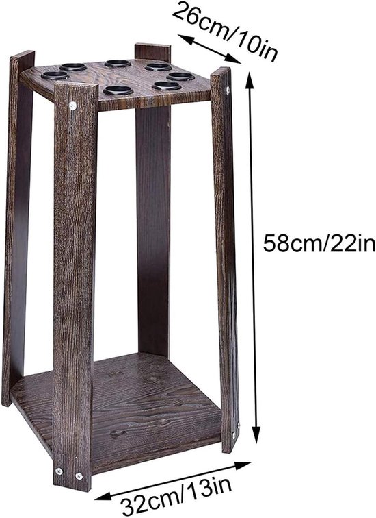 Biljart Keu Rek - Keuhouder Pooltafel - Biljart Keus Opbergen - Stabiele Vloerstandaard - Houdt 8 Keus - Bruin — afbeelding 5