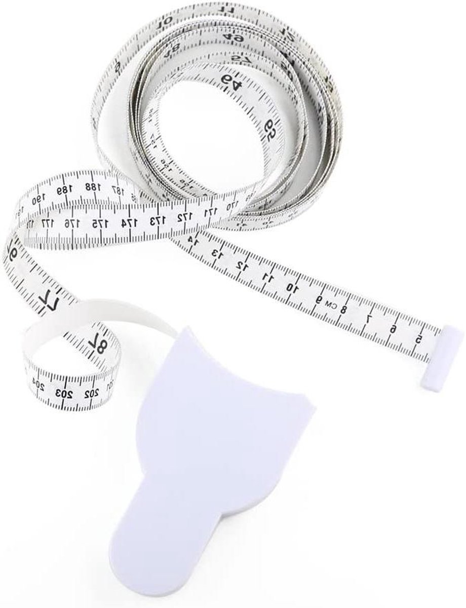 Rolmaat Meetlint - Lichaamsmeter - Lichaamsmeting Doen - Intrekbaar Met Knop - 205 cm - Wit