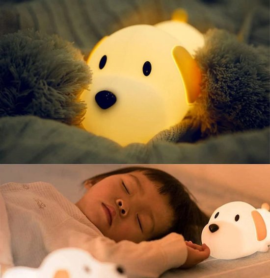 LED-nachtlampje, siliconen nachtlampje met puppy-touch effect, USB-oplaadbaar, met timer en RGB-verlichting, geschikt voor kinderkamers, slaaplampje, draagbaar slaaphulpmiddel en voedingslampje. — afbeelding 2