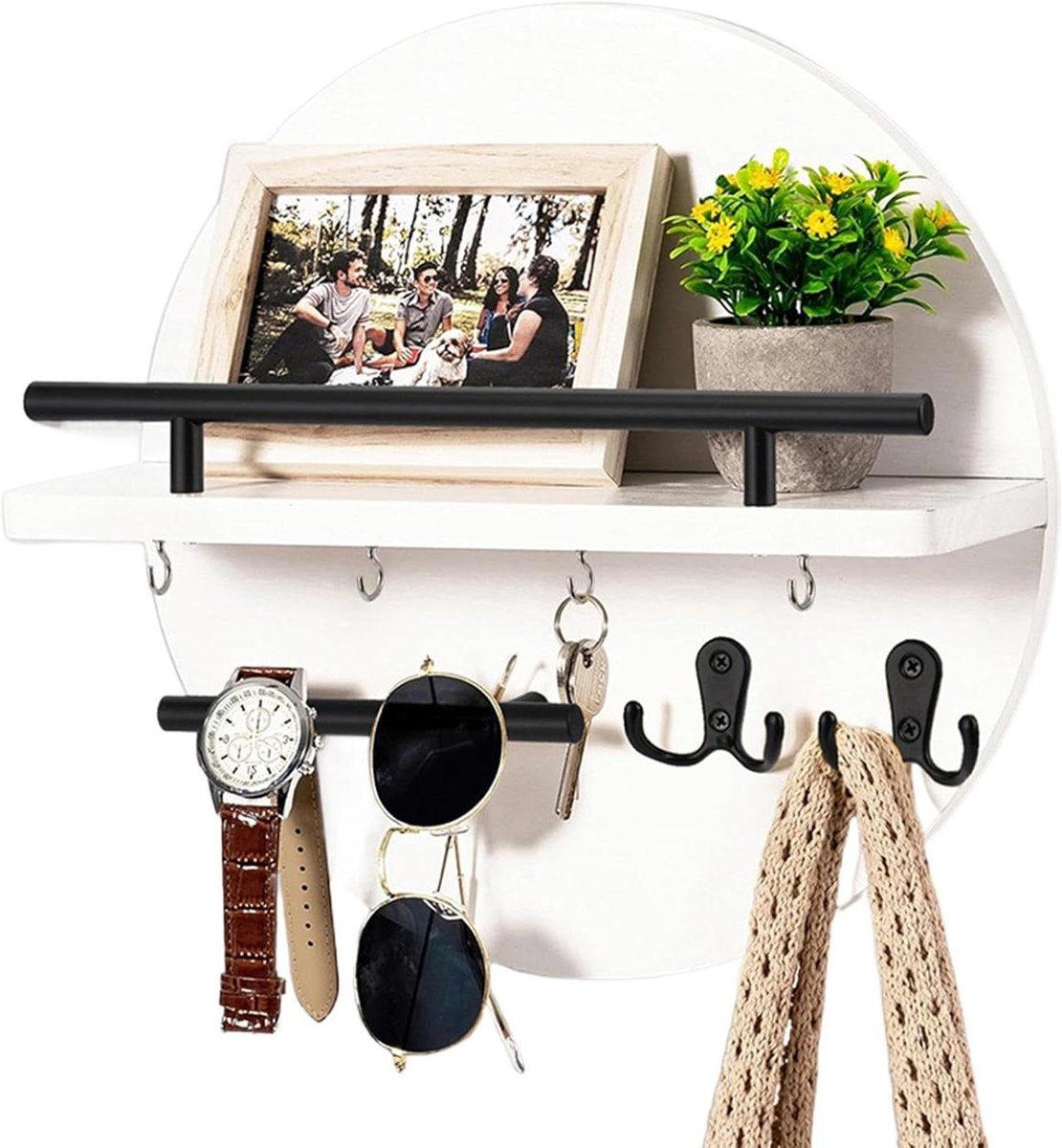 Wandhouder Sleutels - Post Organizer - Huis Ordenen - Met Plank - 337 cm - Houtkleur