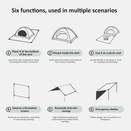 Tent vloerdoek - Outdoor mat - Kamperen en picknicken - Waterdicht PU2000mm - 205 x 135 cm - Leger groen — afbeelding 4