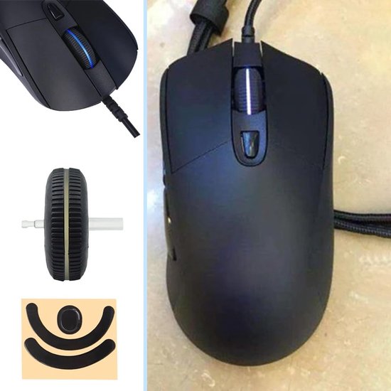 Muis scrollwiel set - Katrol voetkussen - Gaming prestaties verbeteren - Naadloze pasvorm - 9g gewicht - Zwart — afbeelding 2