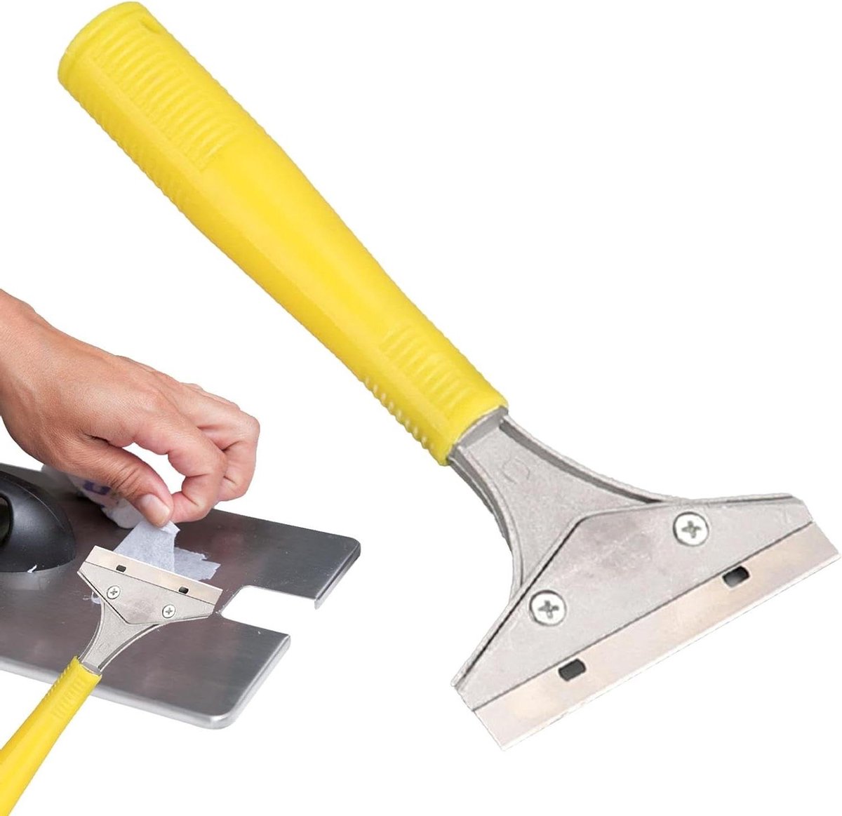 Raamschraper Vloerschraper - Stickerverwijderaar Lijmverwijderaar - Hardnekkige Vlekken Verwijderen - Antislip Ergonomische Grip - 21.1 Centimeter Lengte - Zwart