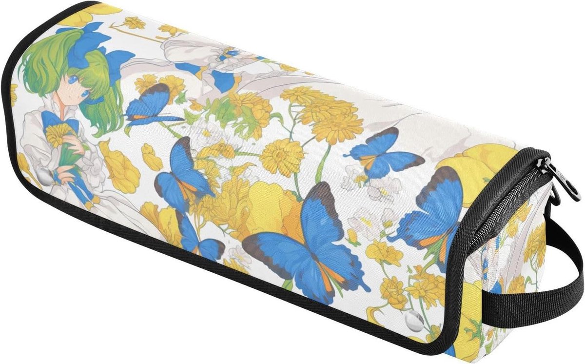 Haarstyling Tas - Reis Organizer - Styling Onderweg - Hittebestendige Mat - 37 cm Lengte - Blauw Patroon