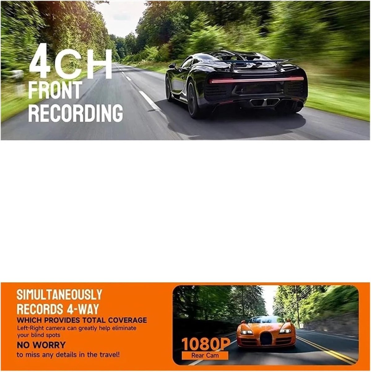 Auto DVR - Dashcam Set - Veiliger Rijden - 4 Kanalen Opname - 360 Graden Zicht - Zwart – foto 5