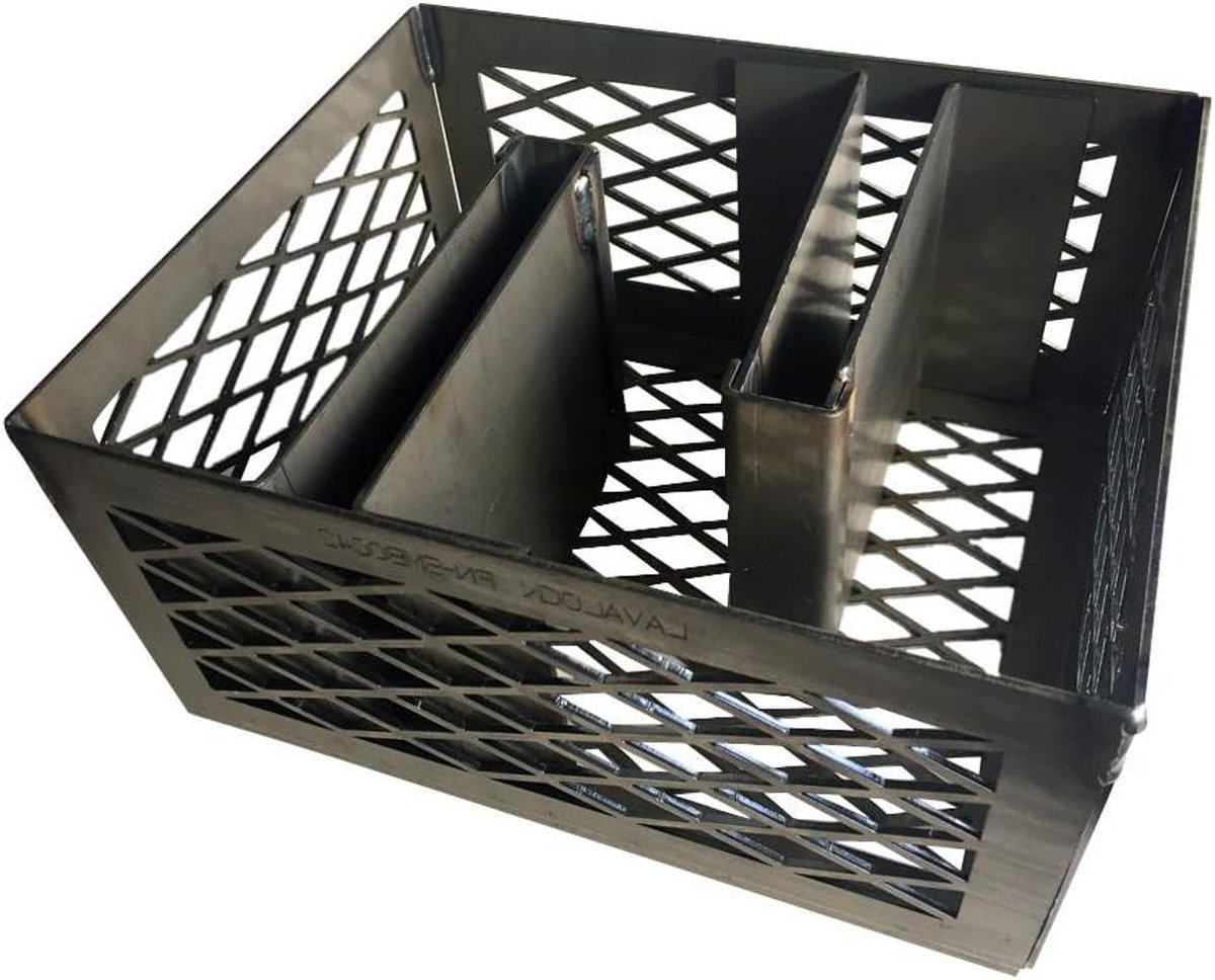 Houtskoolmand - BBQ Mand - Langzaam Garen - Zwaar Gemaakt - 30 x 25 x 15 cm - Staal