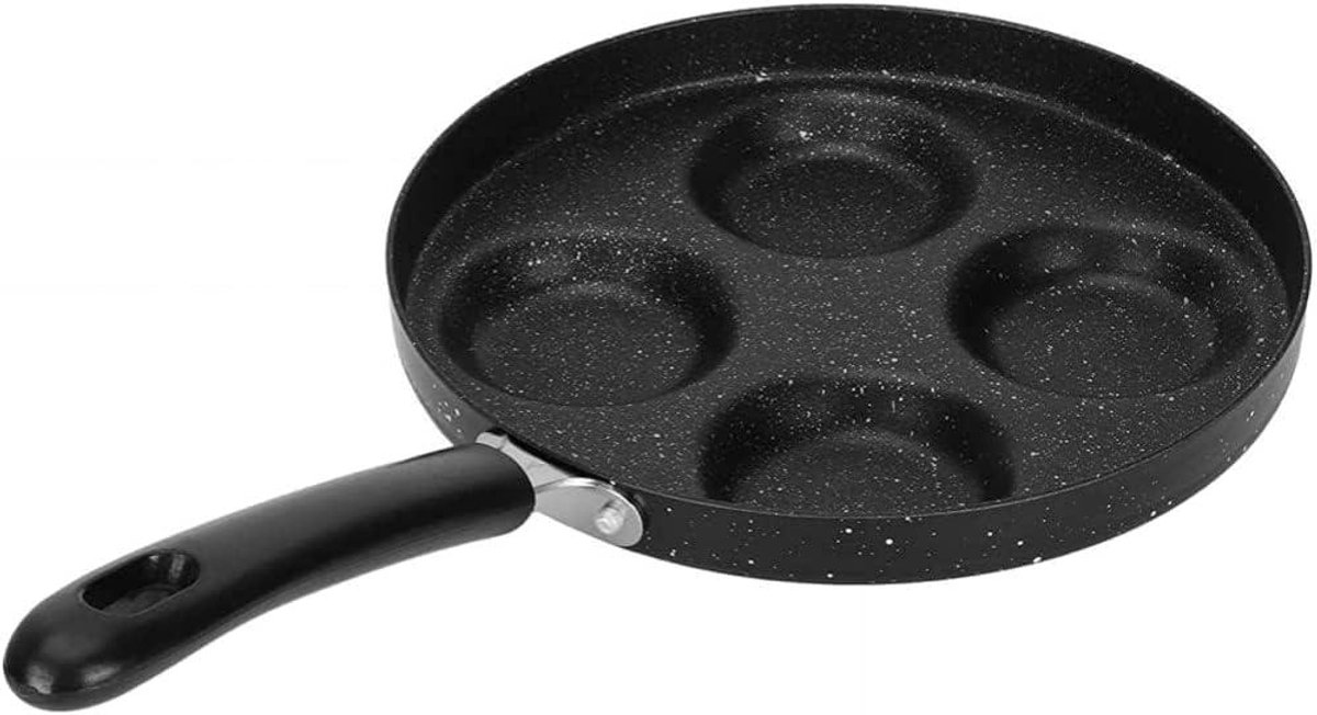 Pannenkoekenpan - Omeletpan Koekenpan - Ontbijt Maken - Vier Gaten - 41 x 24 cm - Zwart