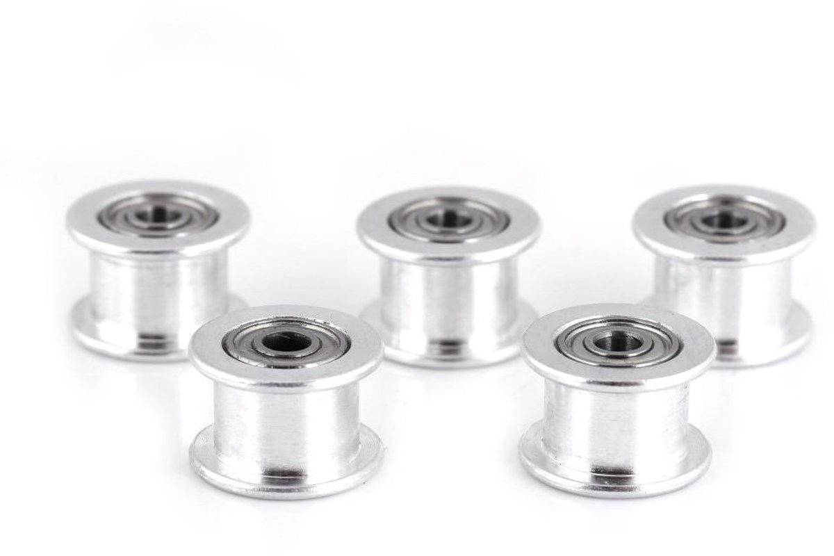 Poelies Set - Tandwielen Katrollen - 3D Printer Onderdelen - Aluminium Constructie - 5 Stuks - Zilver
