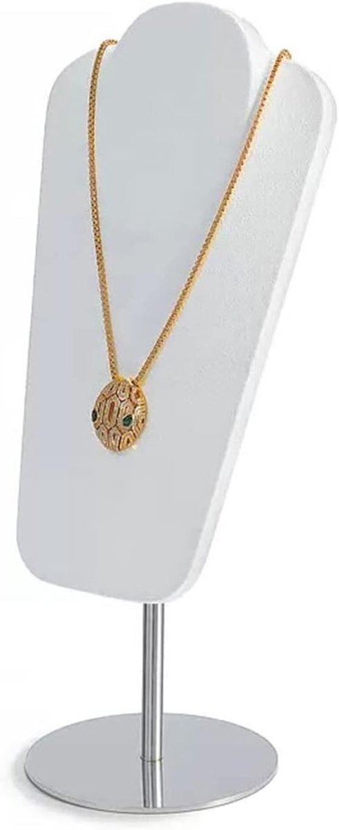 Sieraden Display - Halsketting Ezel - Sieraden Tentoonstellen - Zachte Fluweel Afwerking - 1 Stuk - Wit