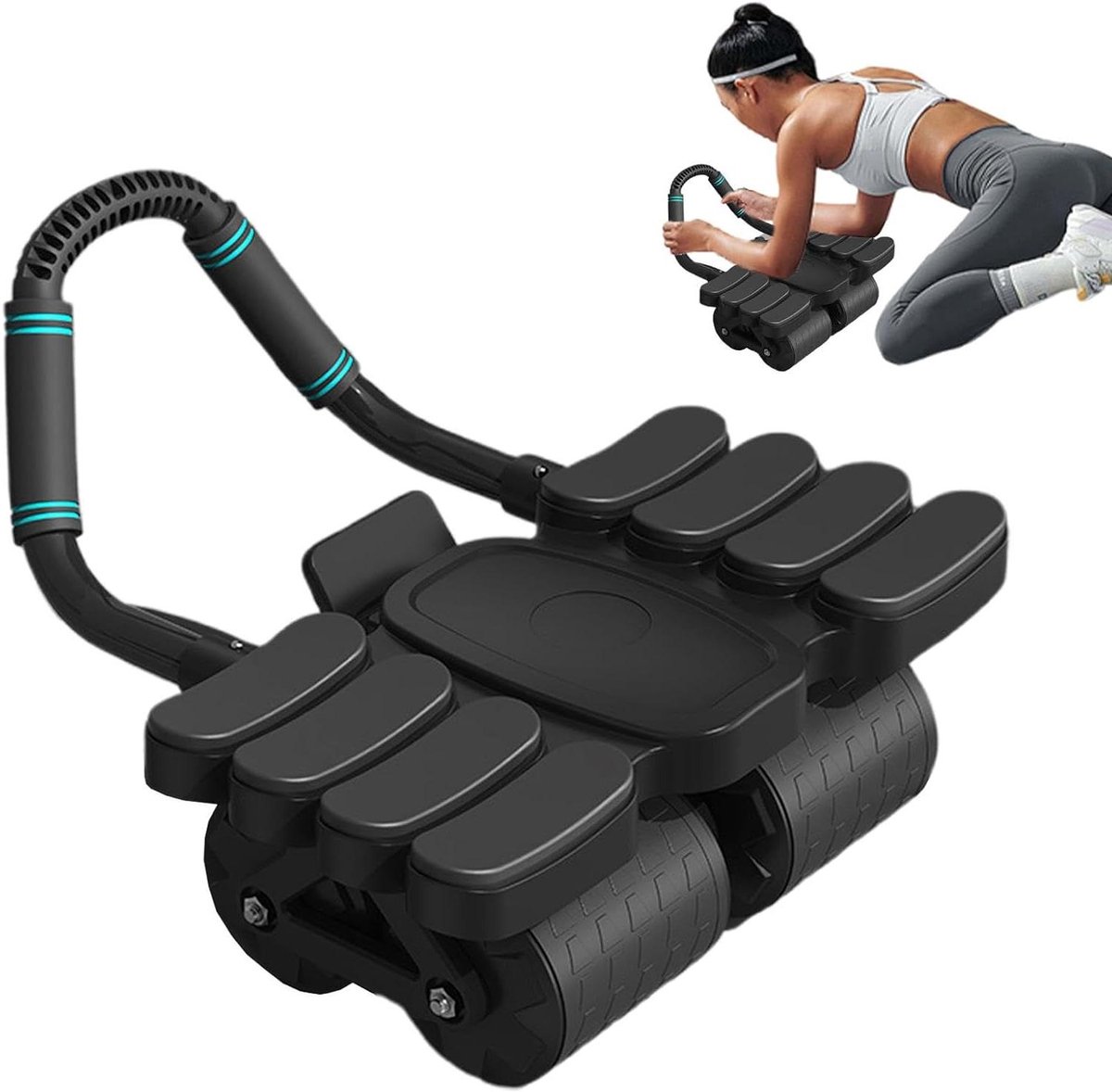 Buikspierwiel - Core Trainer - Buiktraining Thuis - Automatische Rebound - 42 cm Lengte - Zwart