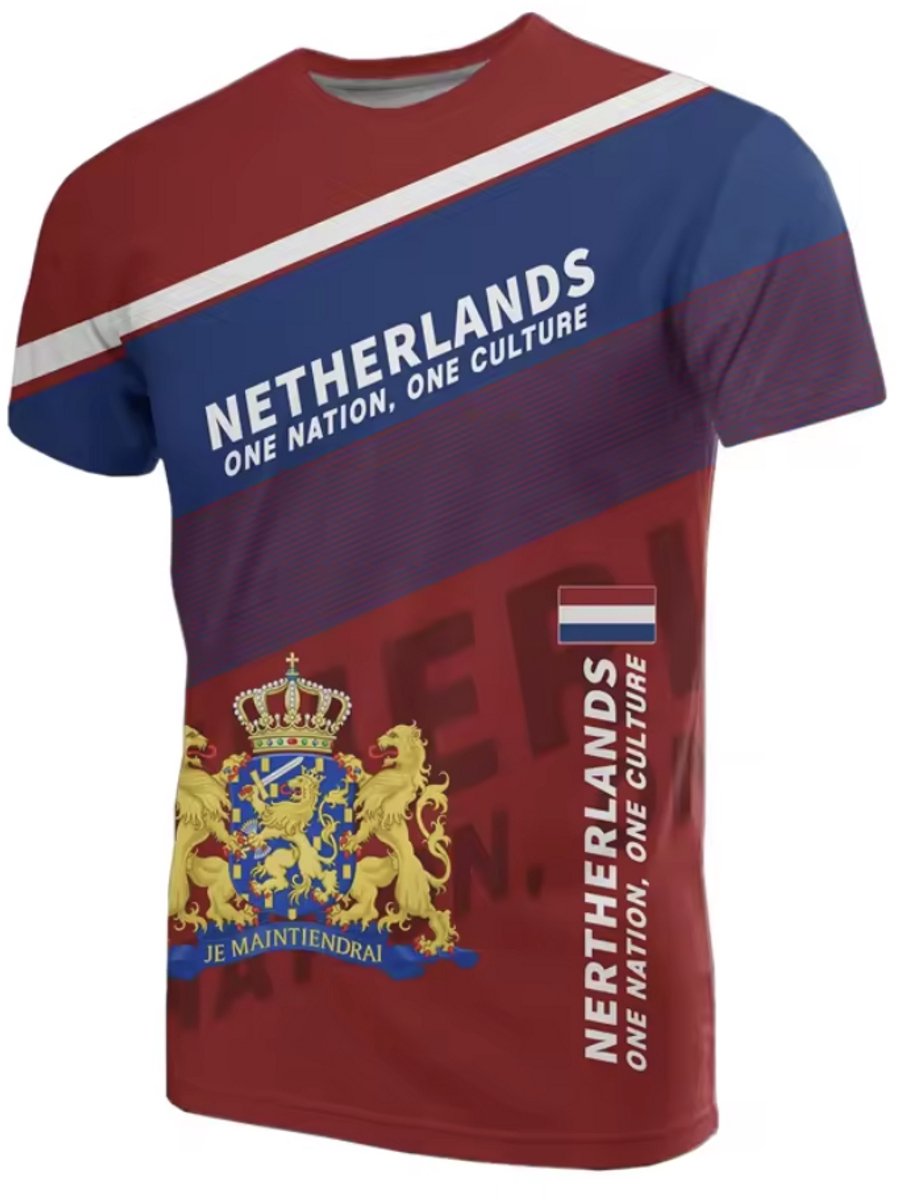 WK Voetbal 2026 T-shirt - Nederland / Oranje - Maat: XL - Kleur: Rood - Unisex / Universeel - Hoge Kwaliteit - Tshirt met Leeuw - Mannen Shirt - Leeuw & Netherlands / Nederland Shirt - Nederlands Elftal - Wereld Kampioenschap 2026 Jersey